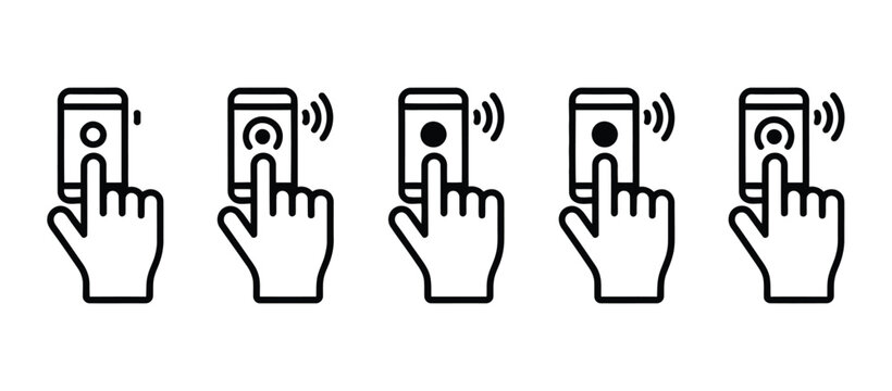 Wireless Doorbell Icon Or Logo, hand pushing the button, smart home, office or house illustration, ring the doorbell pictogram, pressing doorbell sign, editable vector design.