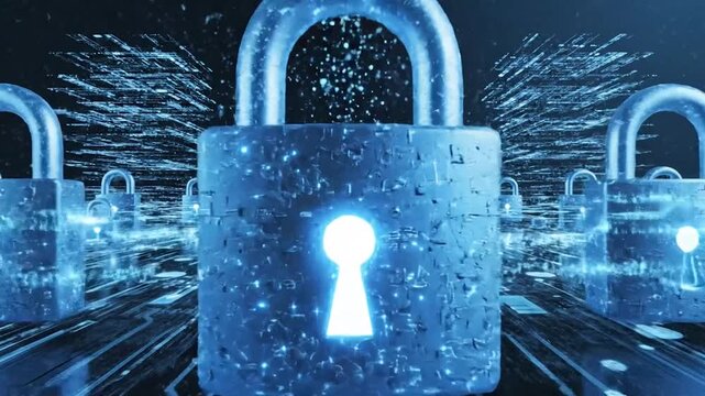 Secure digital locks protecting data in a futuristic cyber environment