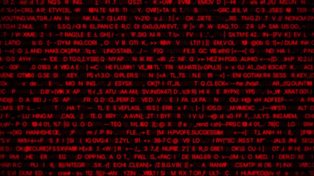 Red **System Error Virus Alert** Computer Code Screen Animation Loop 4K