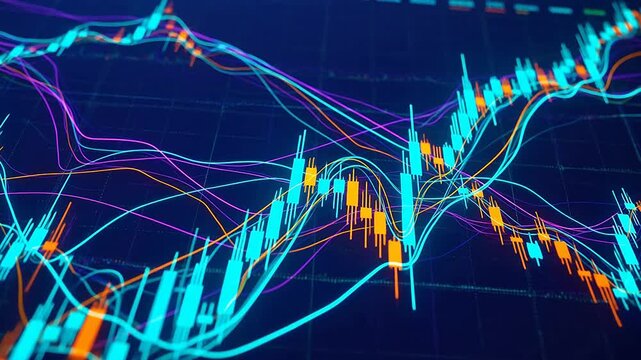 Colorful financial stock market chart