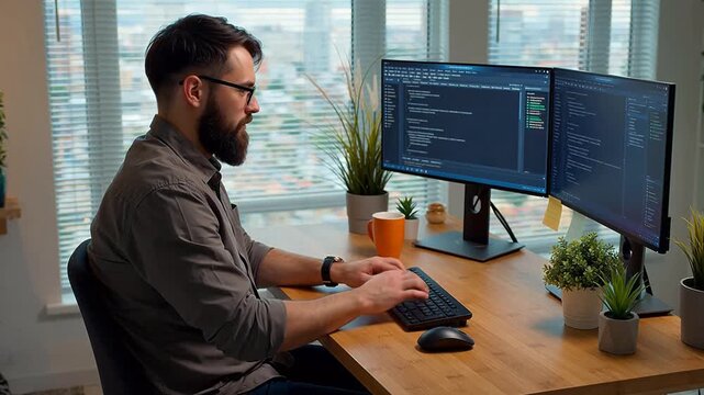 Man working on computer at desk