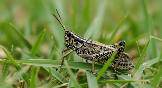 grasshopper on the grass
