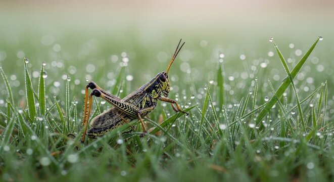 grasshopper on the grass