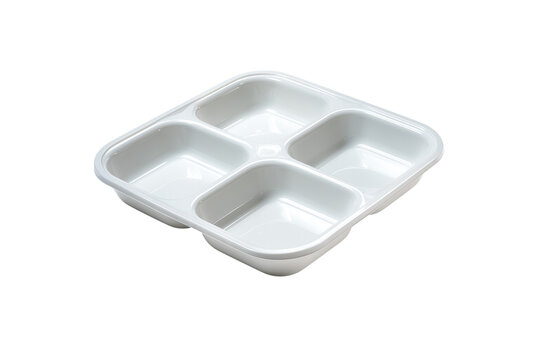 White divided serving tray on transparent background