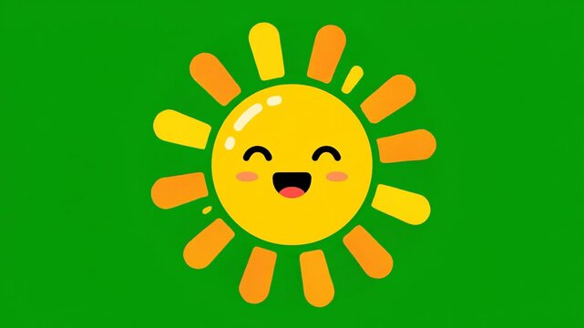 Cute Happy Sun Cartoon Character Smiling Brightly.