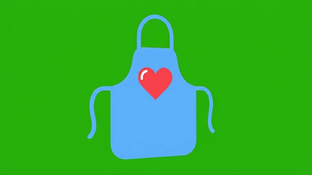 Blue Apron with Red Heart Graphic.