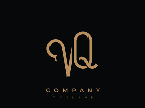 Luxury gold vq company logo template for business branding identity