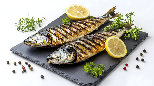 grilled fish with lemon