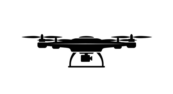 Drone with camera attached underneath flying.