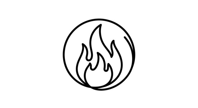 Flame icon in a circle.