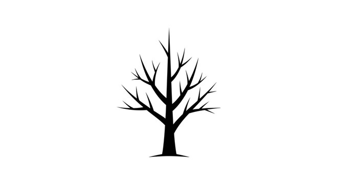 Leafless tree silhouette against white.