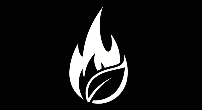 White flame leaf logo symbol icon.