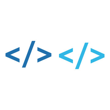 Blue coding symbols for website development and programming languages  web design elements icon