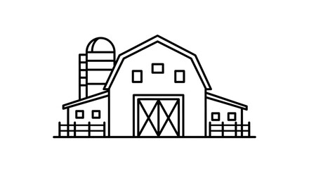 Barn with silo and fence. © wulan
