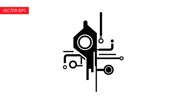 Black and white circuit board design.