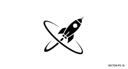 Black and white rocket ship icon. © taufik