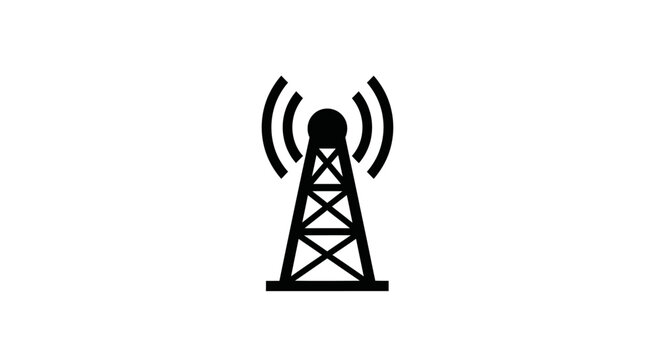 Black cellular tower icon with signal.