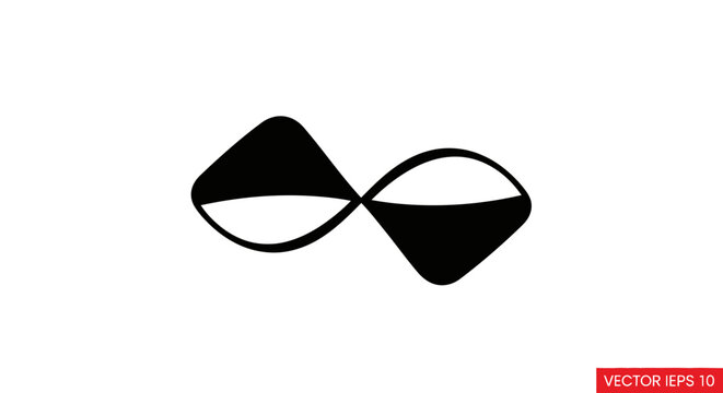 Black infinity symbol made of ribbon.