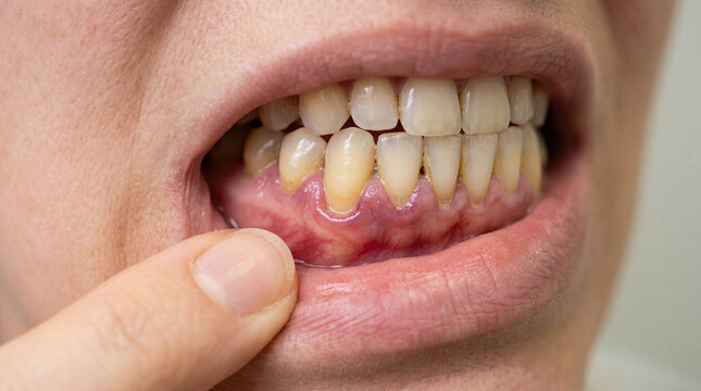 Gum Recession and Dental Health Problem Close Up