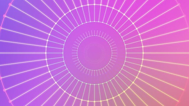 Abstract Radial Tunnel Animation Loop with Neon Grid and Color Gradient