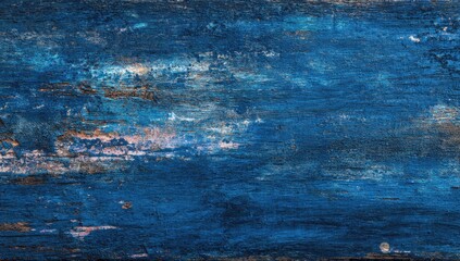 Naklejka premium Distressed blue textured surface with visible wood grain and wear