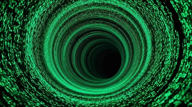 Digital tunnel with green binary code