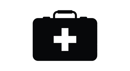 Obraz premium A simple black and white illustration of a medical first aid kit