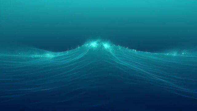 Abstract teal wave pattern illustration with glowing particles and smooth transitions