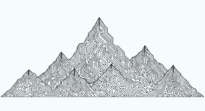 Digital Mountain Range Circuit Board Technology Landscape