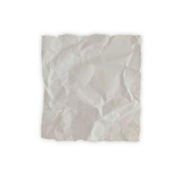 Obraz premium Crumpled paper texture isolated on white background with visible wrinkles and creases, a distressed blank sheet