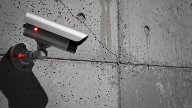 Security Camera on Concrete Wall Surveillance Concept