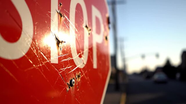 Stop Sign Close Up Urban Safety Concept