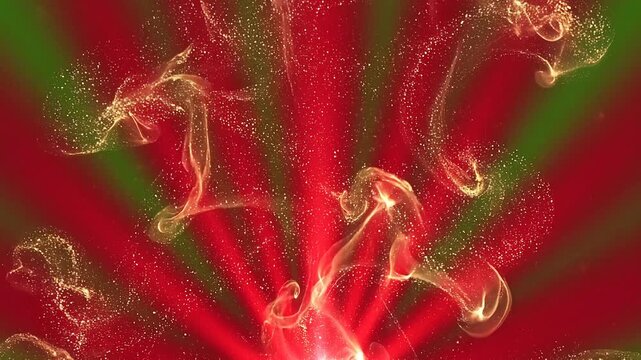 Cinematic Red Rays with Golden Swirling Magic Smoke