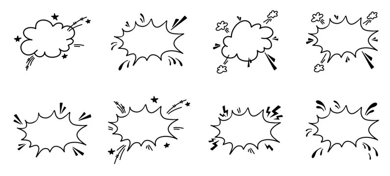 Handdrawn comic blast bubble with bold outline, perfect for action text, stickers, banners and fun cartoon designs