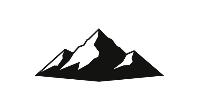 Black silhouette of mountain peaks.