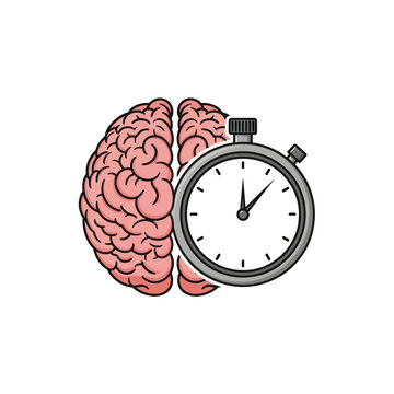 Brain with stopwatch timer concept.