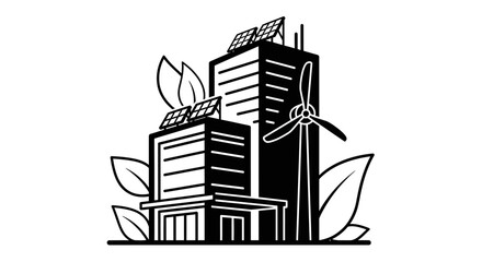 Eco friendly building with solar panels. © syarifah