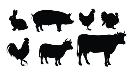 Black silhouettes of various farm animals © SILHUETTECHEMBER
