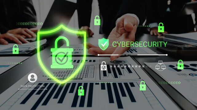 Cybersecurity Concept with Hands on Data Sheets and Lock Symbols Representing Data Protection and Security Measures in Digital Environment Gluon.