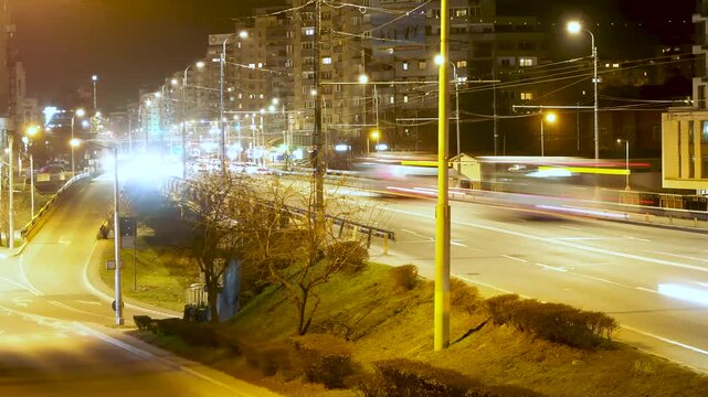 Cluj Napoca Evening Traffic Timelapse Marasti Aurel Vlaicu Bridge