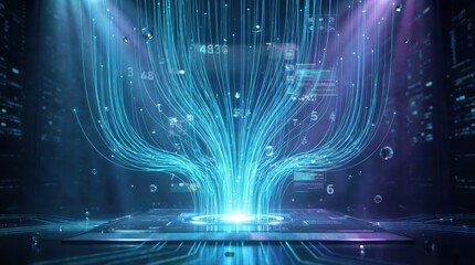 Vibrant digital network connections with glowing blue lines and data flow