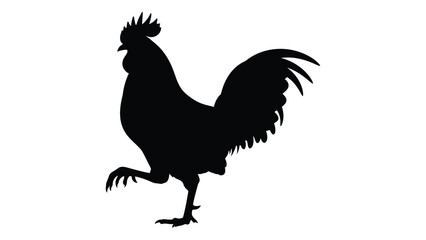 A black silhouette of a rooster standing on one leg © SILHUETTECHEMBER