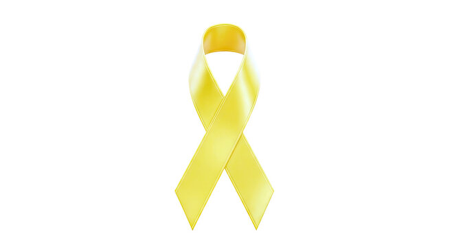 Yellow awareness ribbon against white background