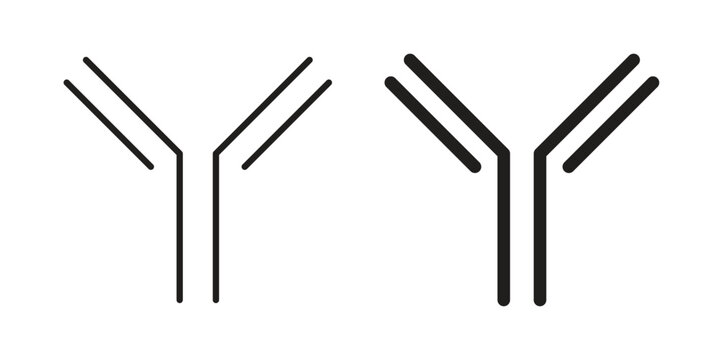 Antibody icon, line pictogram on white.