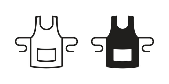 Apron icon, line pictogram on white.