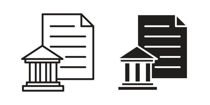 Bank statement icon, line pictogram on white.