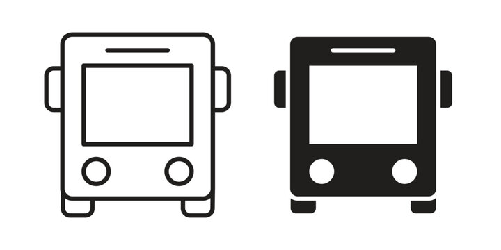 Bus icon, line pictogram on white.