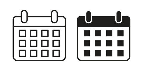 Calendar icon, line pictogram on white. © basit