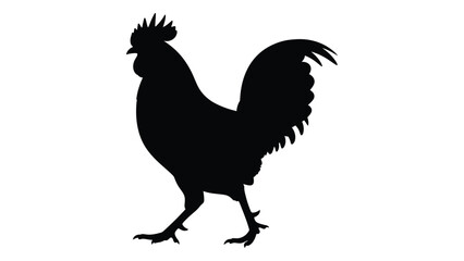 A black silhouette of a rooster walking © SILHUETTECHEMBER