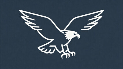 Fototapeta premium Majestic eagle outline emblem featuring detailed wings and clean line styling. Suitable for logos, sports branding, patriotic themes, wildlife projects, and corporate identity concepts.